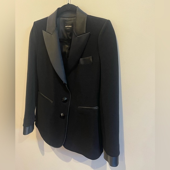 Georgie Armani, black ribbed tuxedo jacket with satin detail size 4 - Picture 4 of 5